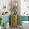 Armoires de Salle de Bain Haut avec 3 Compartiments Ouverts et Meuble Bambou 34x33x170 cm - FR.SIKAIC