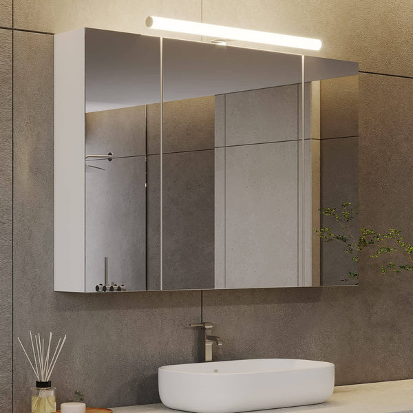 Armoire Salle De Bain Avec Miroir Kleankin - Rangement 1 Porte, 2 Étages - Blanc MDF - Facile à Monter
