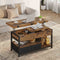 Table Basse Relevable 3 en 1 avec 2 Tiroirs Étagère de Rangement et Compartiment Caché Marron - FR.SIKAIC