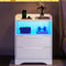 Table de Chevet avec Éclairage LED Station de Charge 2 Tiroirs et 1 Compartiment Ouverts Blanc - FR.SIKAIC