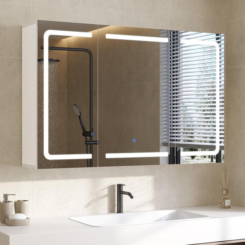 FR.SIKAIC Armoires de Toilette Blanc / Moderne / Bois d'ingénierie 16 x 80 x 60 cm,Meuble de salle de bain avec miroir – Blanc