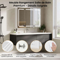 FR.SIKAIC Armoires de Toilette Blanc / Moderne / Bois d'ingénierie 16 x 80 x 60 cm,Meuble de salle de bain avec miroir – Blanc