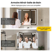 FR.SIKAIC Armoires de Toilette Blanc / Moderne / Bois d'ingénierie 16 x 80 x 60 cm,Meuble de salle de bain avec miroir – Blanc