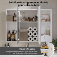 FR.SIKAIC Armoires de Toilette Blanc / Moderne / Bois d'ingénierie 16 x 80 x 60 cm,Meuble de salle de bain avec miroir – Blanc