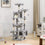 160 cm Arbre à Chat à Plusieurs Étages avec 2 Plateformes 2 Grottes à Chat 1 Hamac et Poteaux en Sisal Gris Clair - FR.SIKAIC
