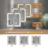 2 Portes Armoire de Salle de Bain avec Miroir LED Étagères Réglables et Rangement Blanc - FR.SIKAIC