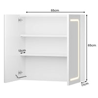 2 Portes Armoire de Salle de Bain avec Miroir LED Étagères Réglables et Rangement Blanc - FR.SIKAIC