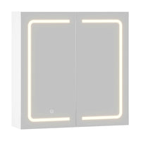 2 Portes Armoire de Salle de Bain avec Miroir LED Étagères Réglables et Rangement Blanc - FR.SIKAIC