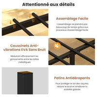 FR.SIKAIC Lits et Cadres de Lit Noir&Marron / Matériau à base de bois&Métal / 90x200cm 90 x 200 cm, Sommier à lattes en métal avec éclairage LED, Marron