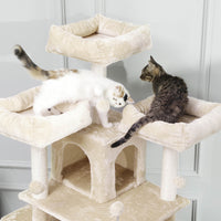 Arbre à Chat 175 cm avec 3 Grandes Plateformes d'observation Griffoirs en Sisal pour Grands Chats Beige - FR.SIKAIC