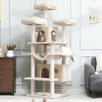 Arbre à Chat 175 cm avec 3 Grandes Plateformes d'observation Griffoirs en Sisal pour Grands Chats Beige - FR.SIKAIC