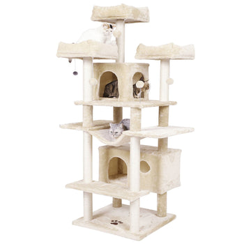 Arbre à Chat 175 cm avec 3 Grandes Plateformes d'observation Griffoirs en Sisal pour Grands Chats Beige - FR.SIKAIC