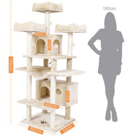 Arbre à Chat 175 cm avec 3 Grandes Plateformes d'observation Griffoirs en Sisal pour Grands Chats Beige - FR.SIKAIC