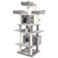 Arbre à Chat 175 cm avec 3 Grandes Plateformes d'observation Griffoirs en Sisal pour Grands Chats ‎Gris Clair - FR.SIKAIC