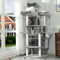 Arbre à Chat 175 cm avec 3 Grandes Plateformes d'observation Griffoirs en Sisal pour Grands Chats ‎Gris Clair - FR.SIKAIC