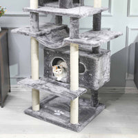 Arbre à Chat 175 cm avec 3 Grandes Plateformes d'observation Griffoirs en Sisal pour Grands Chats ‎Gris Clair - FR.SIKAIC