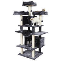 Arbre à Chat 175 cm avec 3 Grandes Plateformes d'observation Griffoirs en Sisal pour Grands Chats Gris Foncé - FR.SIKAIC