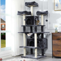 Arbre à Chat 175 cm avec 3 Grandes Plateformes d'observation Griffoirs en Sisal pour Grands Chats Gris Foncé - FR.SIKAIC