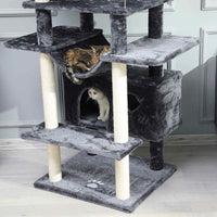 Arbre à Chat 175 cm avec 3 Grandes Plateformes d'observation Griffoirs en Sisal pour Grands Chats Gris Foncé - FR.SIKAIC