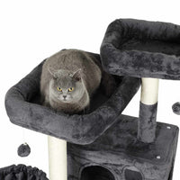 FR.SIKAIC Arbre à Chat Gris foncé / Moderne Arbre à Chat Grimpant Robuste 156 cm avec 2 Plateformes 3 Grottes à chat et 2 Paniers Gris foncé
