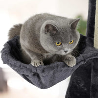 FR.SIKAIC Arbre à Chat Gris foncé / Moderne Arbre à Chat Grimpant Robuste 156 cm avec 2 Plateformes 3 Grottes à chat et 2 Paniers Gris foncé