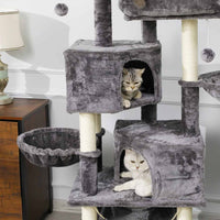 153 cm Arbre à Chat Stable pour Grands Chats avec Grands Troncs en Sisal Naturel Gris clair - FR.SIKAIC