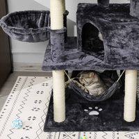 153 cm Arbre à Chat Stable pour Grands Chats avec Grands Troncs en Sisal Naturel Gris foncé - FR.SIKAIC