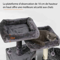 153 cm Arbre à Chat Stable pour Grands Chats avec Grands Troncs en Sisal Naturel Gris foncé - FR.SIKAIC