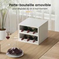 FR.SIKAIC Armoire de cuisine Blanc / Moderne Armoire de Cuisine avec Multiprises, Étagères Réglables, 3 Tiroirs, Étagère à Vin Amovible, 103.5 x40 x 180 cm, Blanc