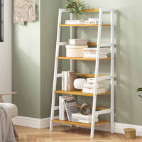 Armoire de Rangement en bambou à 4 Niveaux pour Salle de Bain Salon Cuisine Bureau 48 x 32 x 110 cm Blanc - FR.SIKAIC