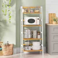 Armoire de Rangement en bambou à 4 Niveaux pour Salle de Bain Salon Cuisine Bureau 48 x 32 x 110 cm Blanc - FR.SIKAIC