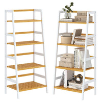 Armoire de Rangement en bambou à 4 Niveaux pour Salle de Bain Salon Cuisine Bureau 48 x 32 x 110 cm Blanc - FR.SIKAIC