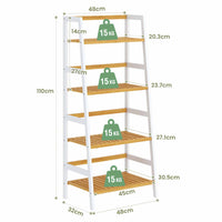 Armoire de Rangement en bambou à 4 Niveaux pour Salle de Bain Salon Cuisine Bureau 48 x 32 x 110 cm Blanc - FR.SIKAIC