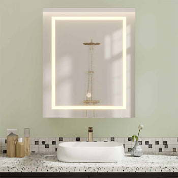 51 cm Armoire de Salle de Bain avec Miroir Éclairage LED et Étagères Réglables Blanc - FR.SIKAIC