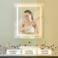 51 cm Armoire de Salle de Bain avec Miroir Éclairage LED et Étagères Réglables Blanc - FR.SIKAIC