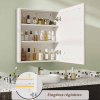 51 cm Armoire de Salle de Bain avec Miroir Éclairage LED et Étagères Réglables Blanc - FR.SIKAIC