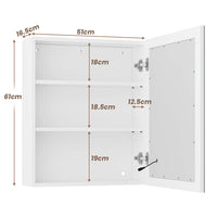 51 cm Armoire de Salle de Bain avec Miroir Éclairage LED et Étagères Réglables Blanc - FR.SIKAIC