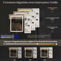 70 cm Armoire de Toilette avec Éclairage LED Étagère réglable et espace de Rangement ouvert Blanc - FR.SIKAIC