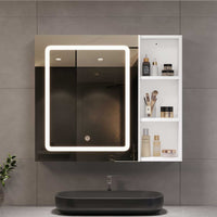 70 cm Armoire de Toilette avec Éclairage LED Étagère réglable et espace de Rangement ouvert Blanc - FR.SIKAIC