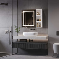 70 cm Armoire de Toilette avec Éclairage LED Étagère réglable et espace de Rangement ouvert Blanc - FR.SIKAIC