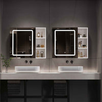 70 cm Armoire de Toilette avec Éclairage LED Étagère réglable et espace de Rangement ouvert Blanc - FR.SIKAIC