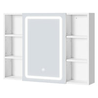 80 cm Armoire de toilette avec LED 4 Étagères Ouvertes Latérales Réglables et Prise Blanc - FR.SIKAIC