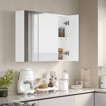 70 cm Armoire de Toilette avec Miroir 3 Étagères Réglables et 3 Portes Blanc - FR.SIKAIC