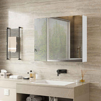 70 cm Armoire de Toilette avec Miroir 3 Étagères Réglables et 3 Portes Blanc - FR.SIKAIC