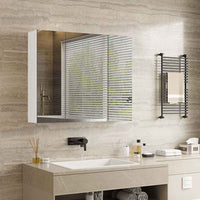 70 cm Armoire de Toilette avec Miroir 3 Étagères Réglables et 3 Portes Blanc - FR.SIKAIC