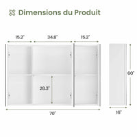 70 cm Armoire de Toilette avec Miroir 3 Étagères Réglables et 3 Portes Blanc - FR.SIKAIC