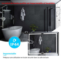 80 cm Armoire de Toilette avec Miroir de Salle de Bain avec Prise D'éclairage LED Double Porte Miroir Blanc - FR.SIKAIC