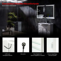 80 cm Armoire de Toilette avec Miroir de Salle de Bain avec Prise D'éclairage LED Double Porte Miroir Blanc - FR.SIKAIC