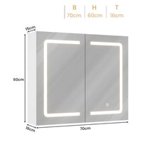 70 cm Armoire Miroir de Salle de Bain avec Éclairage LED et Prise, Étagères Réglables Blanc - FR.SIKAIC
