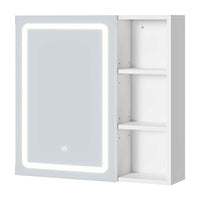 FR.SIKAIC Armoires de Toilette Blanc / Moderne Armoire Miroir de Salle de Bain avec LED, 2 Étagères Ouvertes Latérales Réglables, 15 x 60 x 60 cm, Blanc
